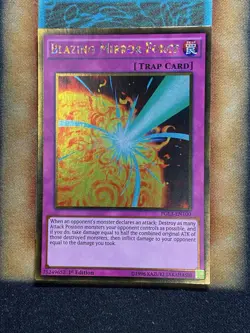 Yugioh Blazing Mirror Force PGL3-EN100 Gold Rare 1st Ed NM - Image 1