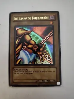 1999 Yu-Gi-Oh! Left Arm Of the Forbidden One LOB-123 Rare Holo - Image 1