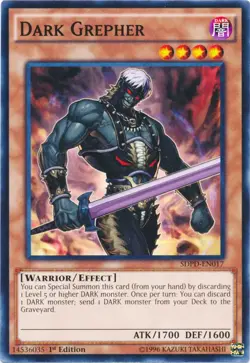 Yugioh! MP Dark Grepher - SDPD-EN017 - Common - 1st Edition Moderately Played, E - Image 1