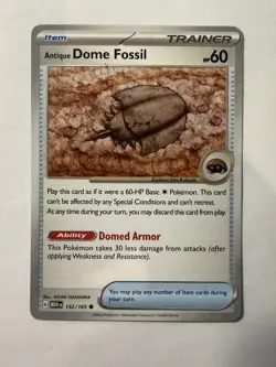 Antique Dome Fossil SV: Scarlet & Violet 151 152/165 NM English Pokemon Card - Image 1