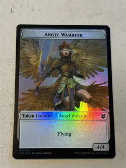 mtg foil token Angel Warrior // Hydra, 001/009, Zendikar Rising, unplayed - Image 1