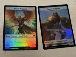 2 x mtg foil token Human Warrior // Angel Warrior, 003/002, Kaldheim, unplayed - Image 2