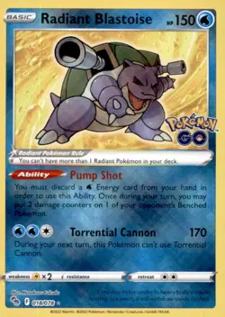 Radiant Blastoise Radiant Rare Pokemon GO 018/078 NM - Image 1