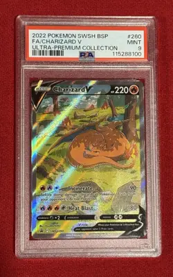 2022 POKEMON SWSH BLACK STAR PROMO #262 FULL ART/CHARIZARD VSTAR PSA 9 - Image 1