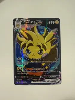 Pokemon TCG Goku as Pikachu VCOS Cosplay Custom Full Art Holographic Card - Image 1