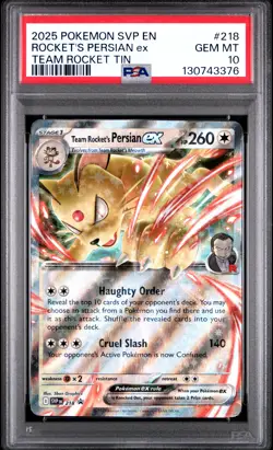 2025 POKEMON SVP EN-SV BLACK STAR PROMO #218 TEAM ROCKET'S PERSIAN EX PSA 10 - Image 1