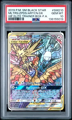 2019 POKEMON SM BLACK STAR PROMO FULL ART/MOLTRES & ZAPDOS & ARTICUNO GX PSA 10 - Image 1