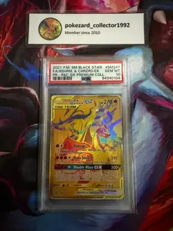 2021 Pokemon Premium Coll Promo RESHIRAM & CHARIZARD #SM247 PSA 10 GEM MINT - Image 1