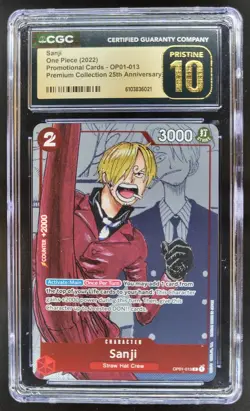 2022 ONE PIECE CCG SANJI PROMO 25TH OP01-013 CGC 10 PRISTINE A PT - Image 1