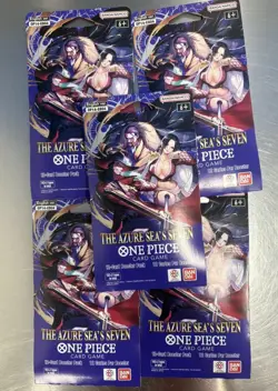 One Piece OP-14 Azure Sea' Seven Sleeved Booster Packs Lot of 5 Blisters NEW - Image 1