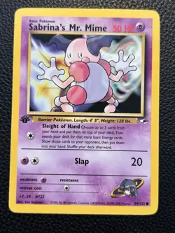 Sabrina's Mr. Mime 94/132 Gym Heroes 1st Edition Pokemon Card NM Condition - Image 1