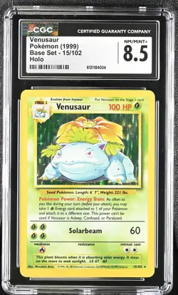 CGC 8.5 Venusaur 1999 Base Set 15/102 Holo Pokemon Card - Image 1