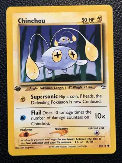Rare Chinchou 55/111 1st Edition Pokemon Card Neo Genesis NM - Image 1
