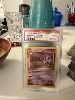 PSA 9 MINT Sabrina's Gengar 14 Gym Heroes 1st Edition Holo Pokemon Card - Image 1