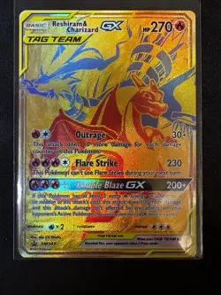 Pokemon Reshiram & Charizard GX SM247 SM Black Star Tag Team Promo NM - Image 1