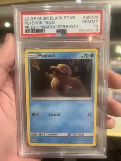 🌀 Pokemon SM199 - Psyduck Cosmos Detective Pikachu Promo - PSA 10🌀 - Image 1
