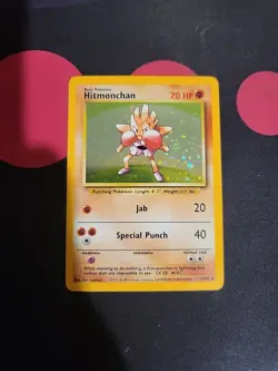 Hitmonchan 007/102 Base Set Holo Pokemon Card Rare - Image 1