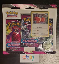 Pokemon TCG Sword & Shield Fusion Strike 3-Pack Blister Eevee Brand New Sealed - Image 1