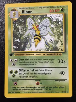 Pokemon TCG Beedrill (Bibor) 17/102 1st Edition Base Set German Regular Rare NM - Image 1