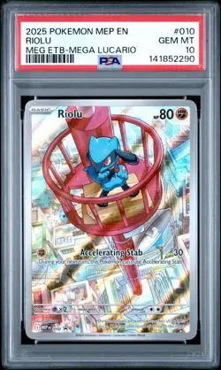 2025 POKEMON MEP EN-ME BLACK STAR PROMO #010 RIOLU PSA 10 - Image 1