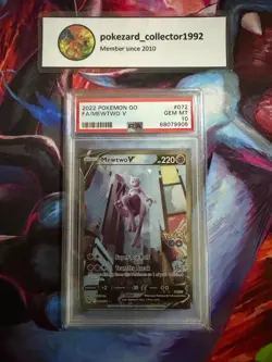 2022 Pokemon Go Full Art MEWTWO V 072/078 PSA 10 GEM MINT - Image 1