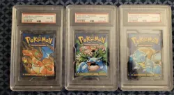 Pokemon Base Set Foil Packs Graded (Charizard, Venusaur, Blastoise, 3 Packs) - Image 1