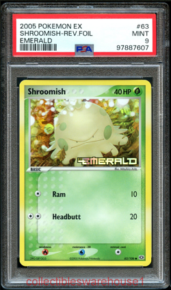 Pokemon Emerald Shroomish Reverse Holo 63 PSA 9 - Image 1