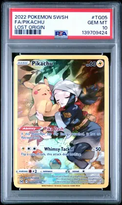 2022 POKEMON SWORD & SHIELD LOST ORIGIN #TG05 FULL ART/PIKACHU PSA 10 - Image 1
