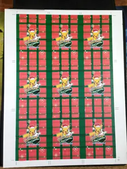 Poncho Pikachu Green Holo Uncut Sheet Pokemon Card Database Merry Christmas - Image 2