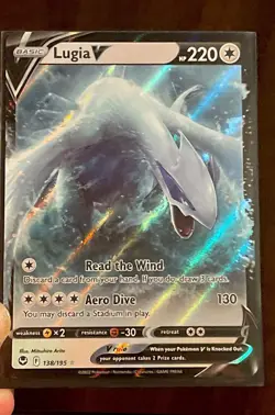 Pokemon TCG Lugia V Basic Holo Rare Card Silver Tempest 138/195 - Image 3