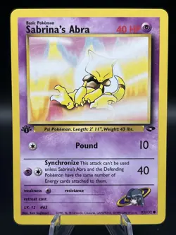 Pokemon TCG Sabrina's Abra Gym Challenge 1st Edition Common 94/132 - Image 1