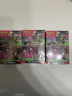 3 Pokemon TCG Scarlet and Violet Shrouded Fable Booster Bundle 6 Packs, Sealed - Image 1