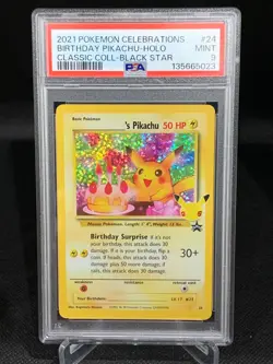 PSA 9 Birthday Pikachu #24 Pokemon Celebrations Black Star Promo Holo Card - Image 1