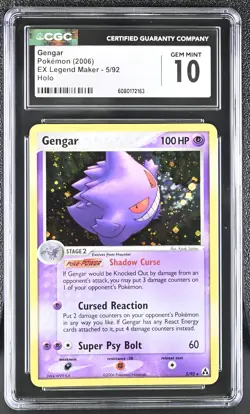 CGC 10 GEM MINT Gengar 2006 EX Legend Maker 5/92 Holo Pokemon Card - Image 1