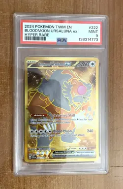 Pokemon, Twilight Masquerade, Bloodmoon Ursaluna ex Gold Card #222, PSA 9 - Image 1