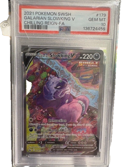 Galarian Slowking V PSA 10 Alt Art Chilling Reign Pokemon Card 179/198 FA 2021 - Image 1