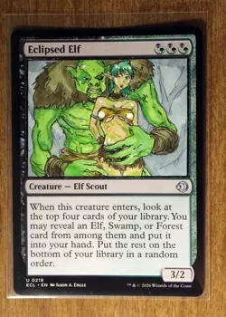 Eclipsed Elf Altered Art Hand Painted MTG Magic the Gathering Anime Girl Scout - Image 1