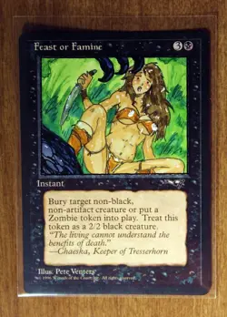 Feast or Famine Altered Art Hand Painted MTG Magic the Gathering Anime Girl - Image 1