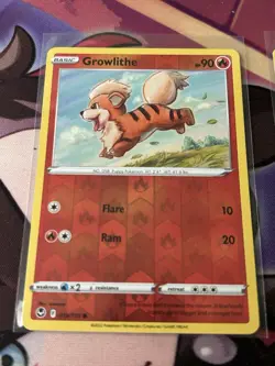 Pokemon card SILVER TEMPEST Reverse Holo GROWLITHE (019/195) Mint/NM - Image 1