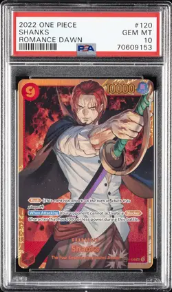 2022 ONE PIECE OP01-ROMANCE DAWN #120 SHANKS PSA 10 - Image 1
