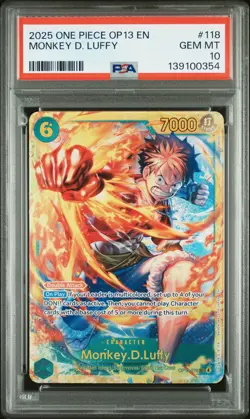 2025 ONE PIECE OP13-CARRYING ON HIS WILL #118 MONKEY D. LUFFY PSA 10 - Image 1