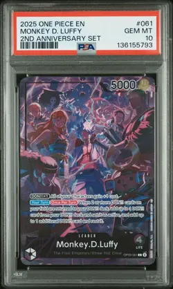 2025 ONE PIECE ENGLISH MONKEY D. LUFFY 2ND ANNIVERSARY SET PSA 10 #061 - Image 1