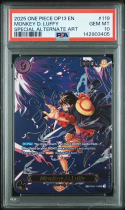 2025 ONE PIECE CARRYING ON HIS WILL SPECIAL ALT ART #119 MONKEY D. LUFFY PSA 10 - Image 1