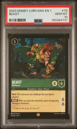 2023 DISNEY LORCANA EN 1-THE FIRST CHAPTER #70 BEAST WOLFSBANE PSA 10 - Image 1