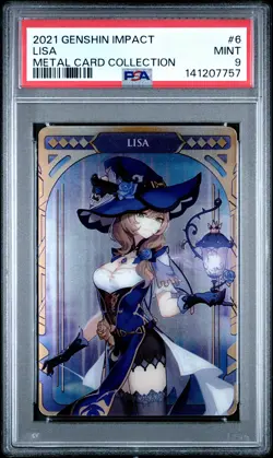 2021 GENSHIN IMPACT METAL CARD COLLECTION #6 LISA PSA 9 - Image 1