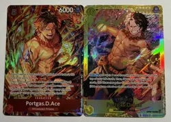 One Piece Card Portgas D. Ace Lot of 2, Bandai, Holo, ST15-005 OP07-119 SEC - Image 1