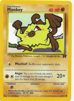 Pokemon TCG Card - Mankey 61/82 | Team Rocket Set | LP! - Image 1