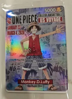 One Piece Monkey D Luffy US Voyage College Basketball Promo Card STILL SEALED! - Image 1