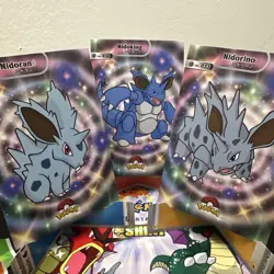 Pokemon Nidoran Nidorino Nidoking Holo 2024 Card Database Shiny set of 3 - Image 1