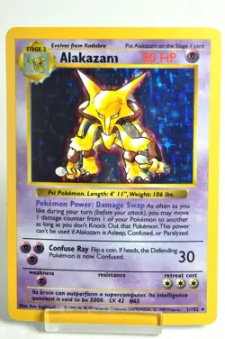 Pokemon Card TCG Alakazam 1/102 Holo Rare Base Set 1999 English MP - Image 1